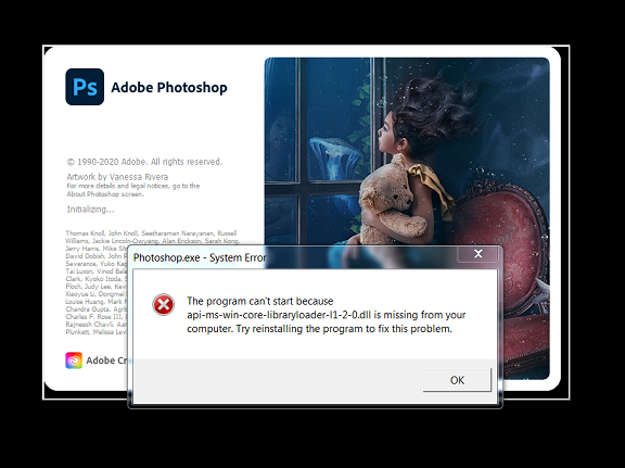 Photoshop 2020在WIN7系统上启动提示dll丢失后崩溃的解决办法