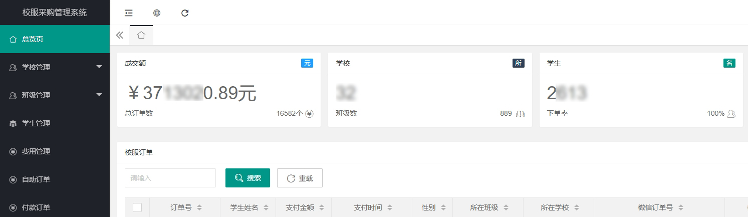 我公司开发的『校服采购管理系统』协助业主单位完成千万销售